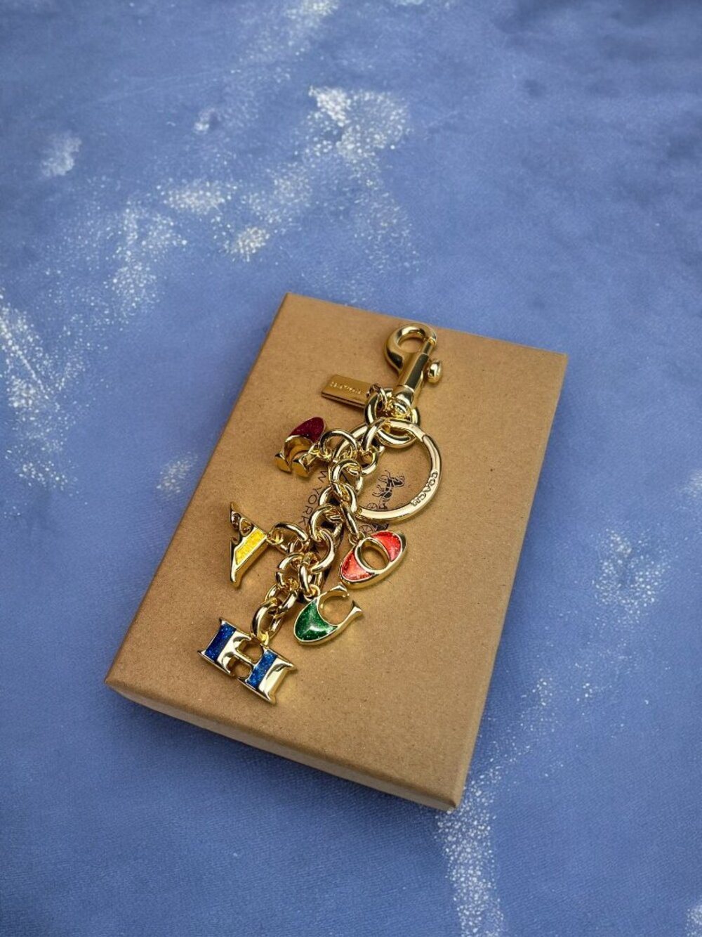 🌸Coach Multicolor Key Holder with Gold Accents